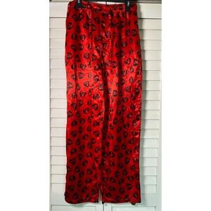 VINTAGE Y2K PLAYBOY SATIN PAJAMA PANTS HEARTS RED BLACK, SILKY, SEXY | MENS XL